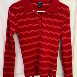 American Eagle Red Long Sleeve Tee